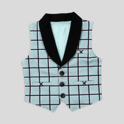 "Dapper & Adorable: Checked Waistcoat Set with Bow Tie for Little Gents!"