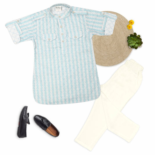 Stripe Up Tradition: Ethnic Kurta Pajama Set for Kids