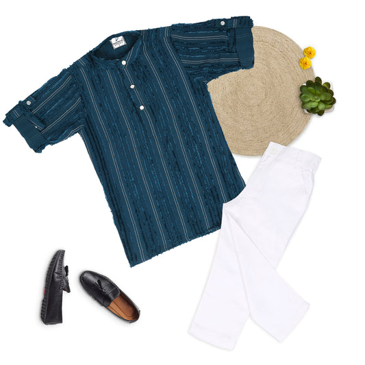 Sparkle & Snuggle: Stone-Fur Kurta Pajama for Little Royals