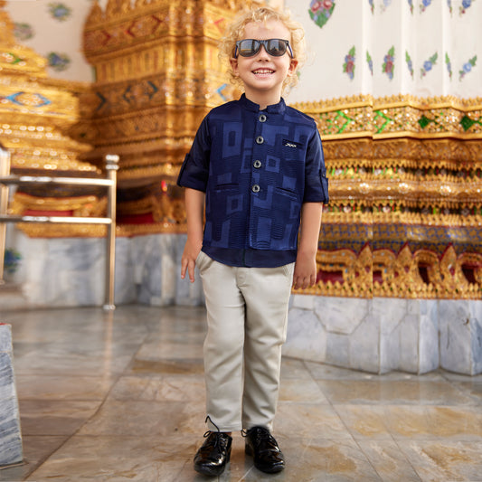 Dapper Delight: Textured Waistcoat Shirt Pant Set for Celebrations