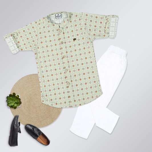 Playful Prints: Ethnic Kurta Pajama Set for Tiny Trendsetters