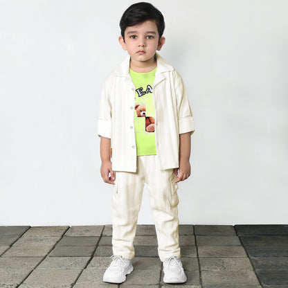 Stripe Printed Jacket, Playful Tee & Pants: Boys’ Everyday Style