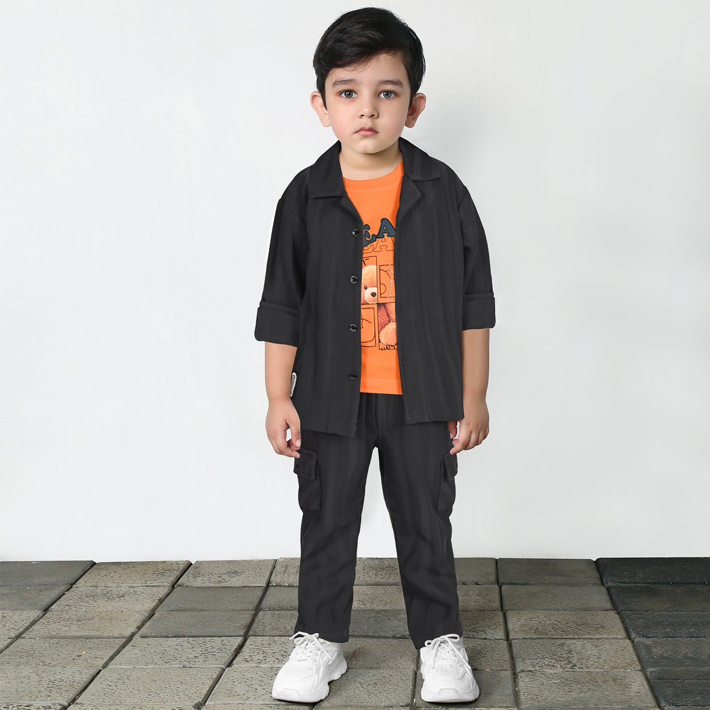 Stripe Printed Jacket, Playful Tee & Pants: Boys’ Everyday Style