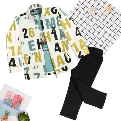 Trendy Printed Jacket, Playful Tee & Pants: Boys’ Casual Must-Have