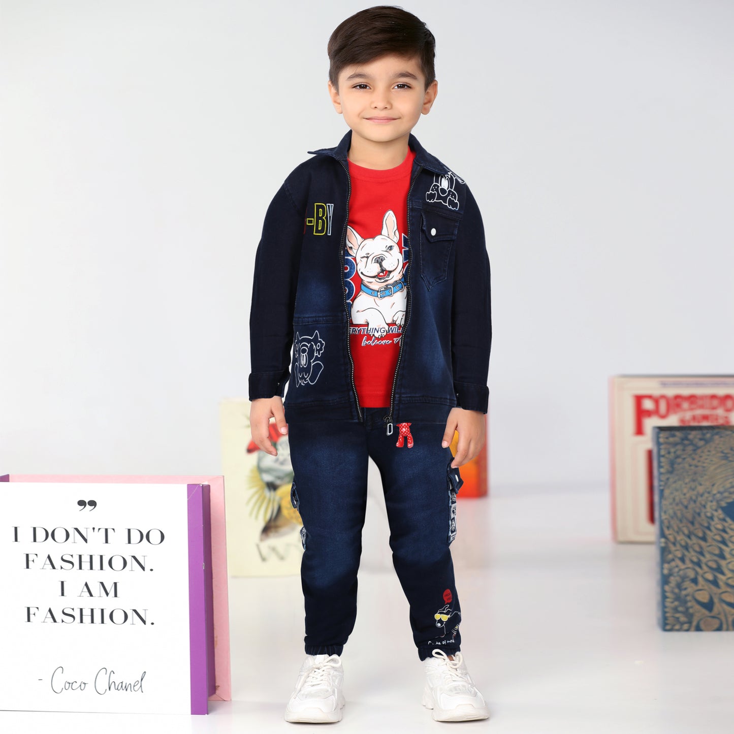 Trendy Printed Jacket, Fun Tee & Pants: Boys’ Casual Style