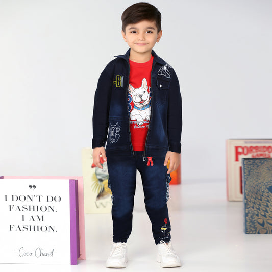 Trendy Printed Jacket, Fun Tee & Pants: Boys’ Casual Style