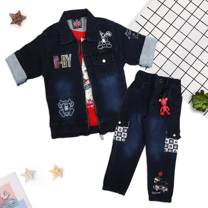 Trendy Printed Jacket, Fun Tee & Pants: Boys’ Casual Style