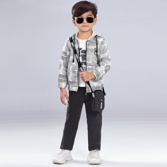 Printed Jacket, Fun Tee, Pants & Bag: Boys’ Casual Charm