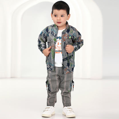 Printed Jacket, Playful Tee & Joggers: Boys’ Casual Style Upgrade