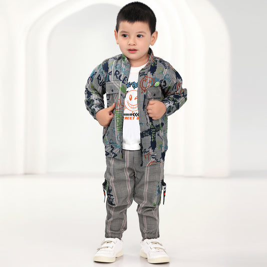 Printed Jacket, Playful Tee & Joggers: Boys’ Casual Style Upgrade