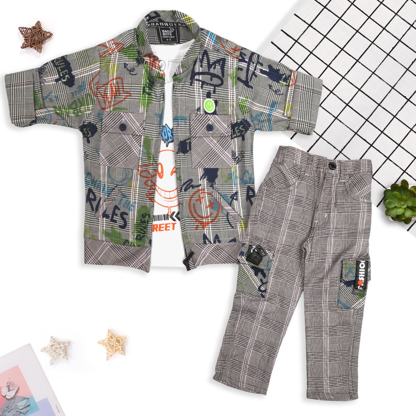 Printed Jacket, Playful Tee & Joggers: Boys’ Casual Style Upgrade