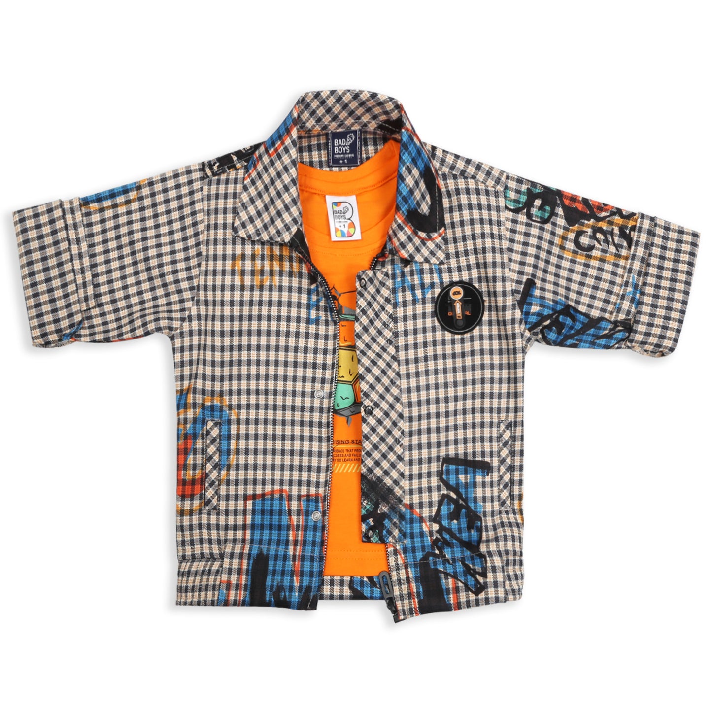 "Printed Jacket, Playful Tee & Joggers: Boys’ Casual Style Upgrade"