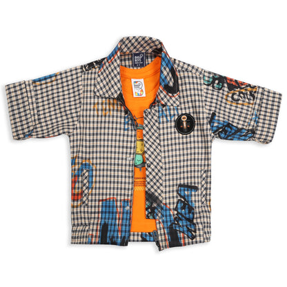 "Printed Jacket, Playful Tee & Joggers: Boys’ Casual Style Upgrade"