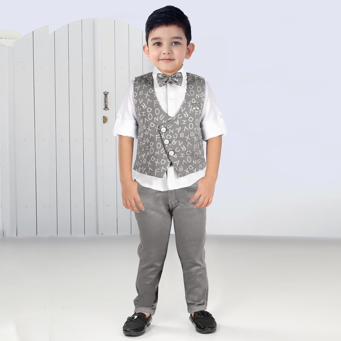 Smart Shirt, Printed Waistcoat, Pants & Bow: Boys’ Party Perfection