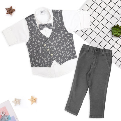 Smart Shirt, Printed Waistcoat, Pants & Bow: Boys’ Party Perfection