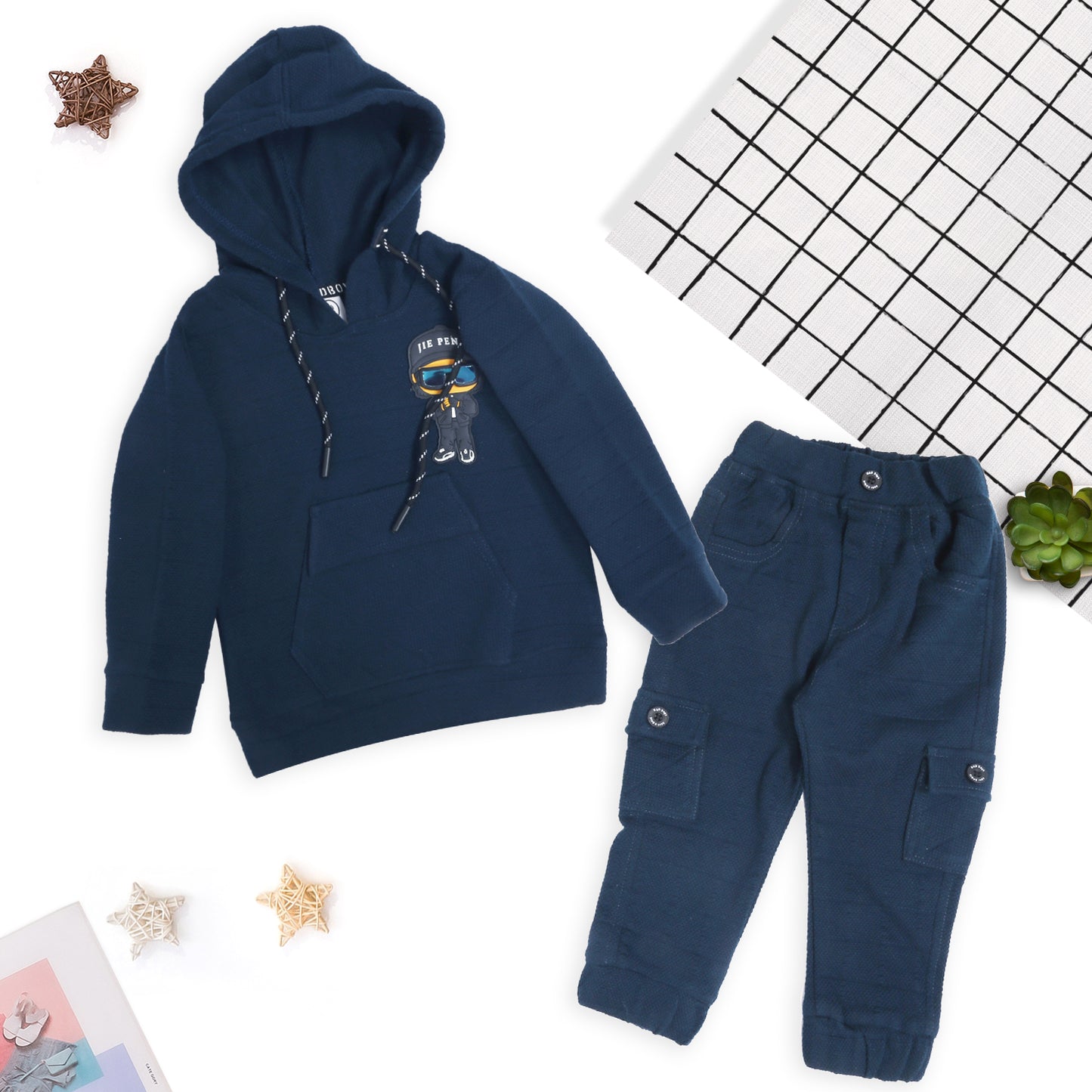 Cool Hoodie Tee with Patch & Joggers: Boys’ Party Vibes