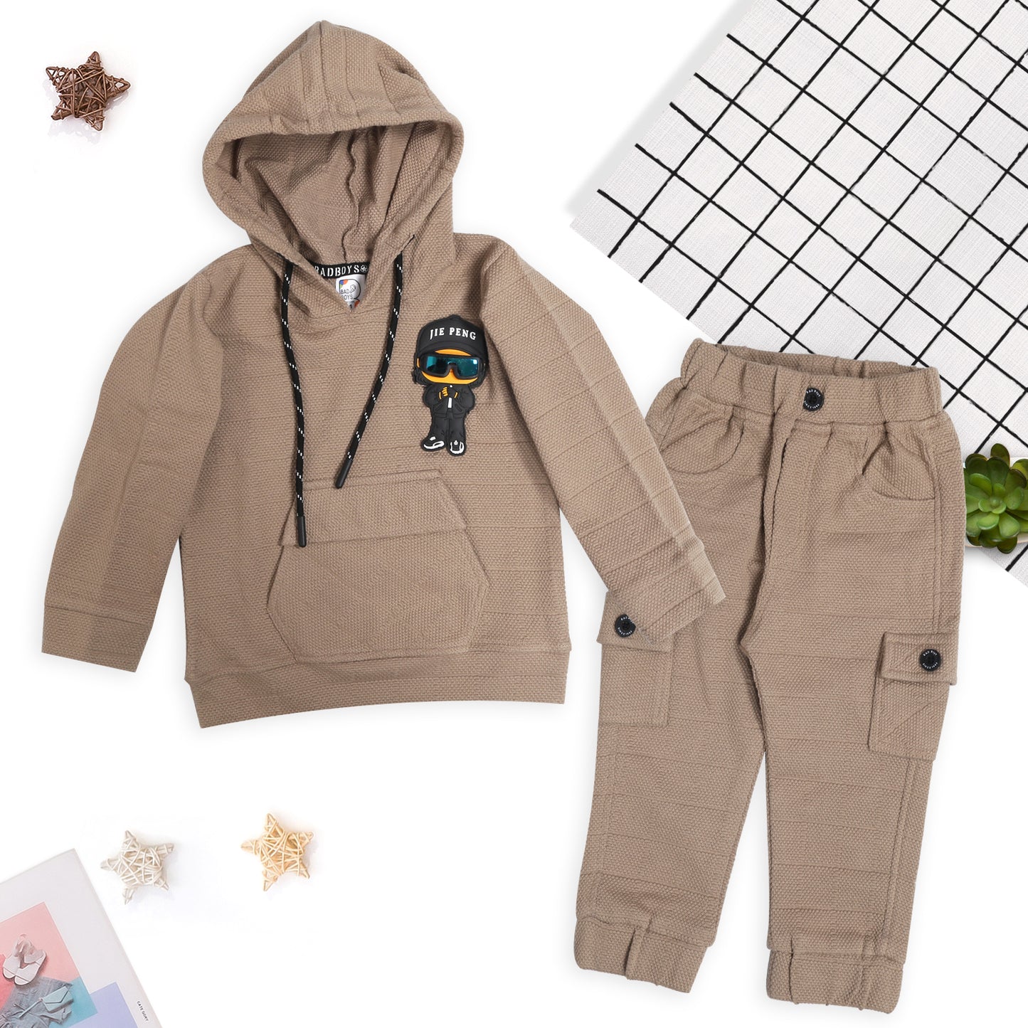Cool Hoodie Tee with Patch & Joggers: Boys’ Party Vibes