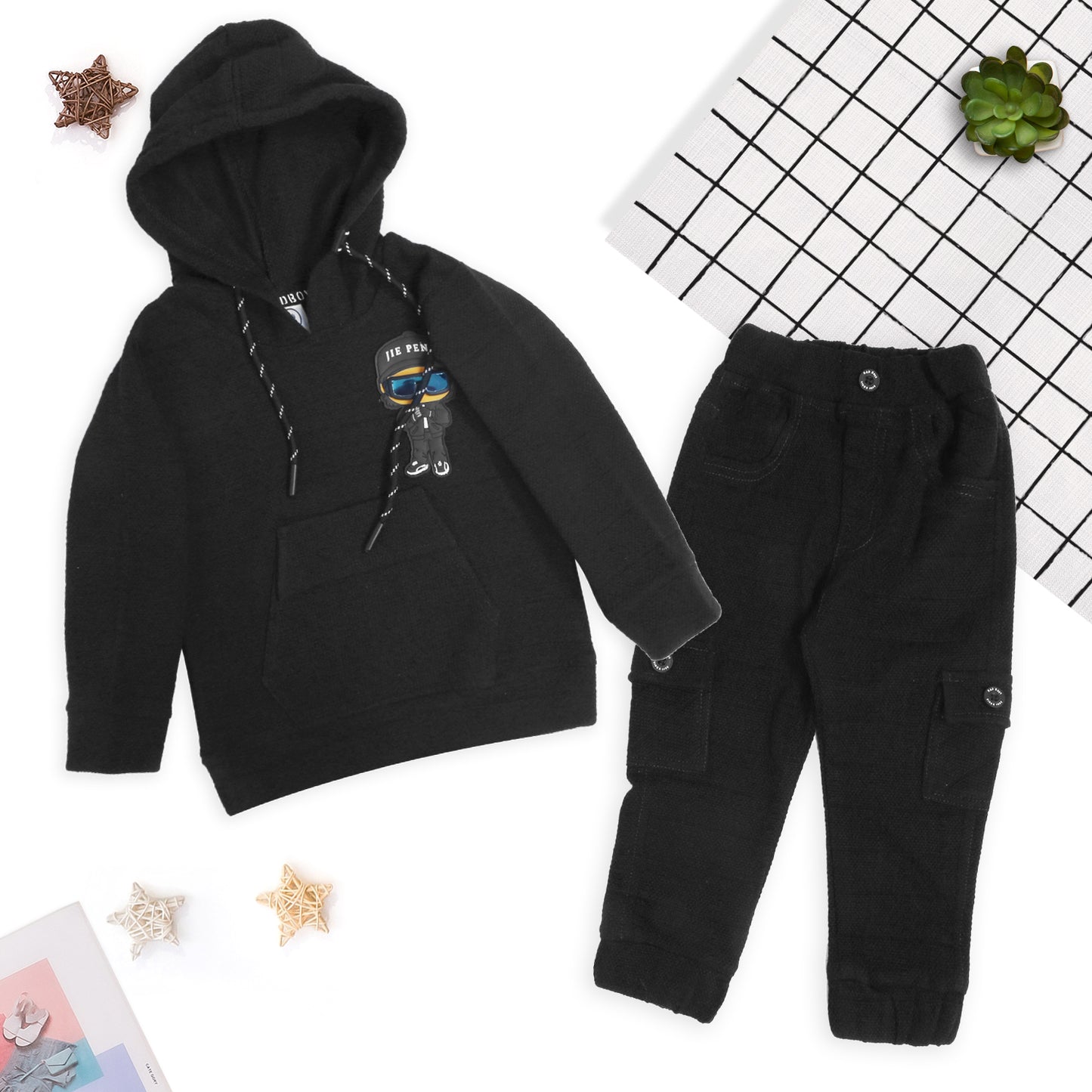 Cool Hoodie Tee with Patch & Joggers: Boys’ Party Vibes