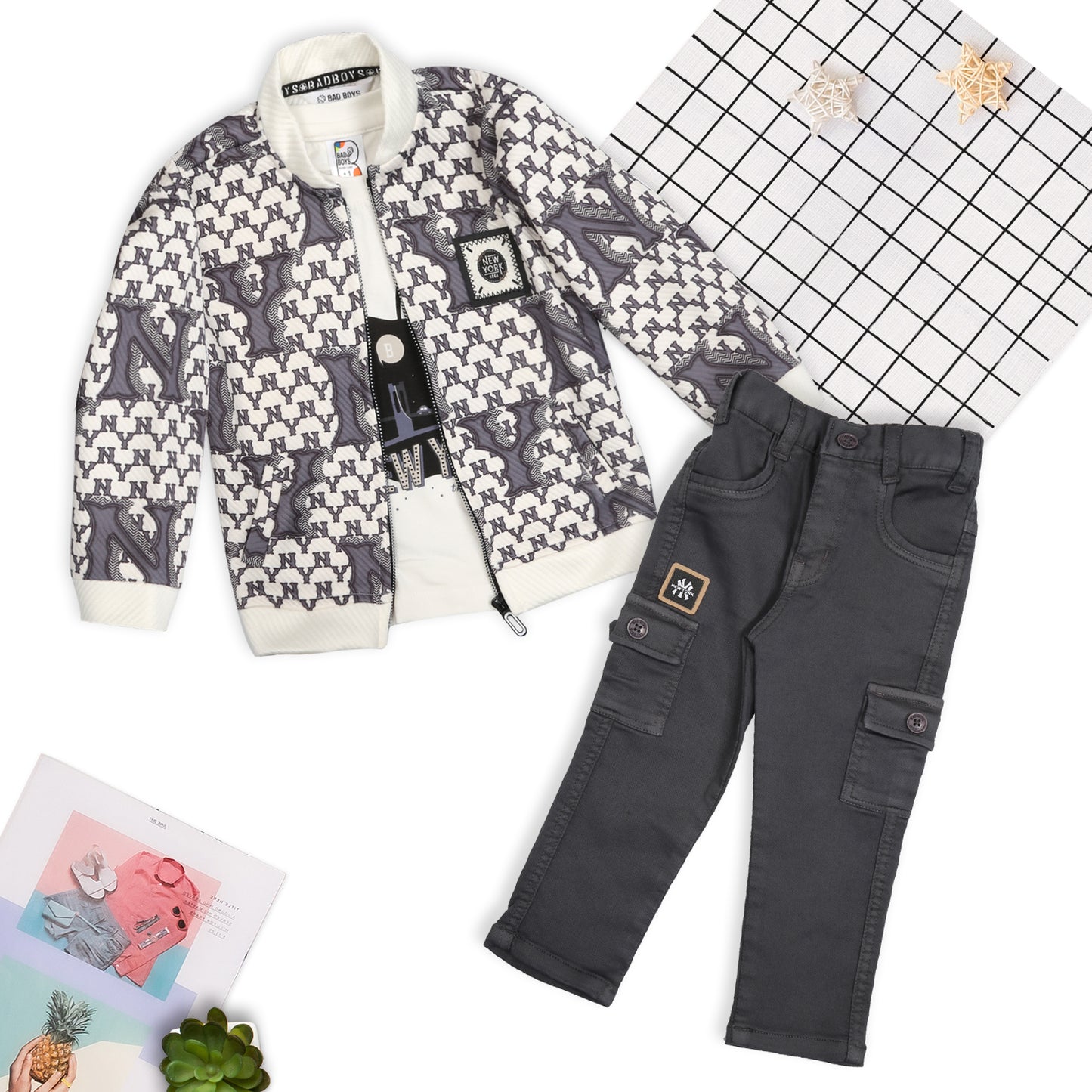 Printed Jacket, Playful Tee & Joggers: Boys’ Casual Style Upgrade