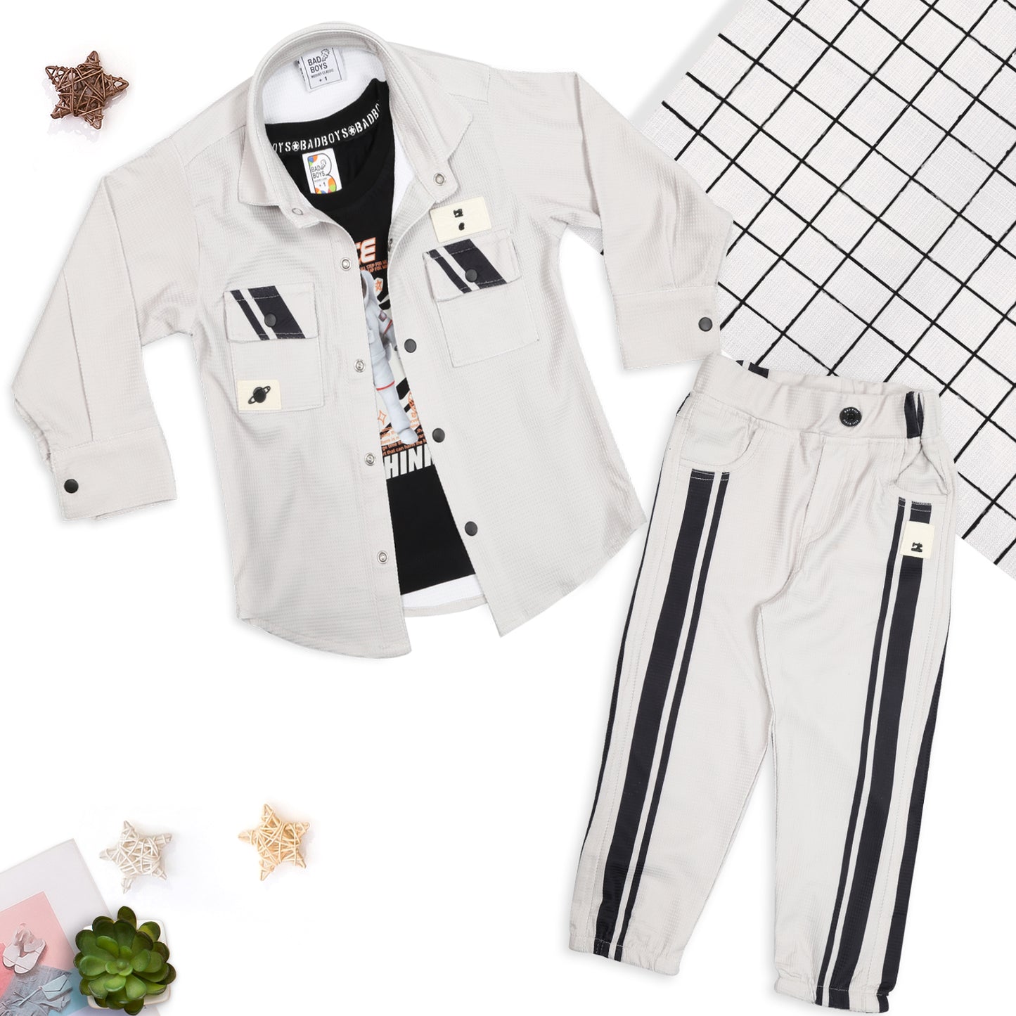 Printed Shirt, Fun Tee & Pants: Perfect Casual Combo for