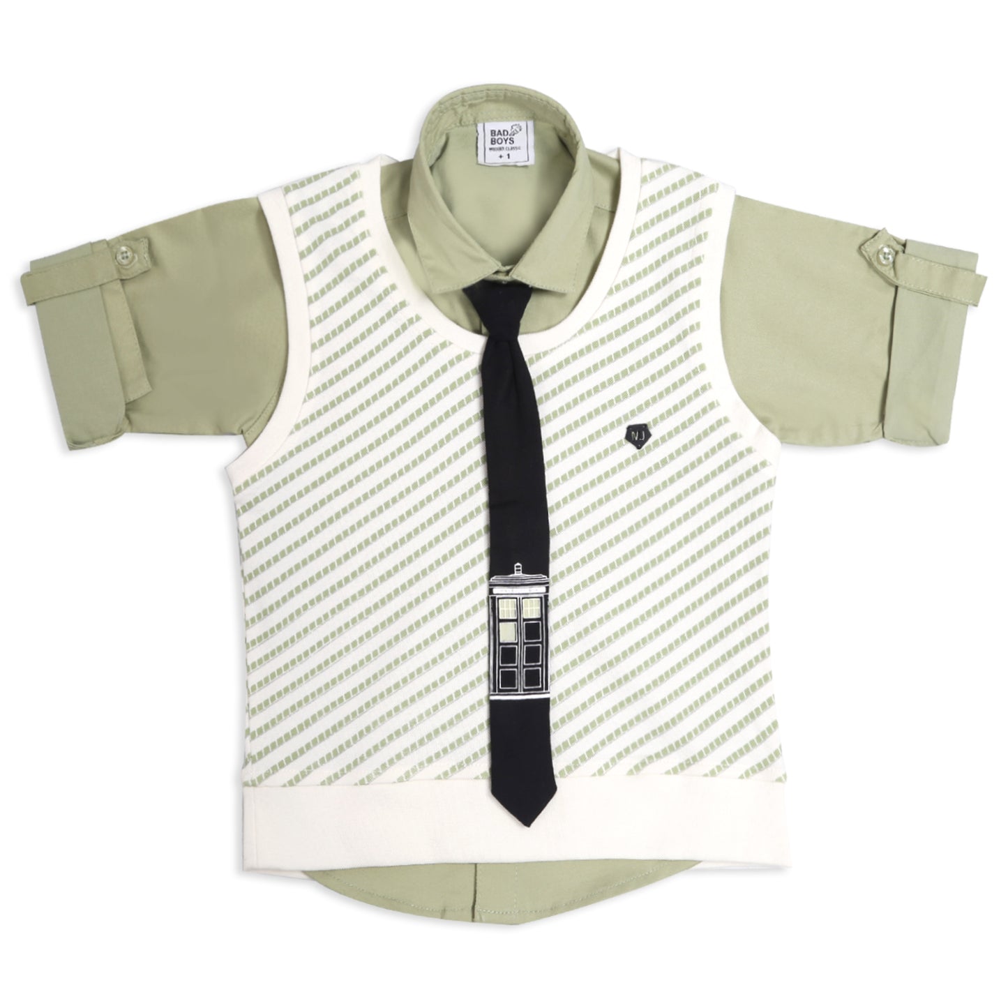 Stylish Shirt, Sleeveless Tee, Pants & Tie: Boys’ Party Charm