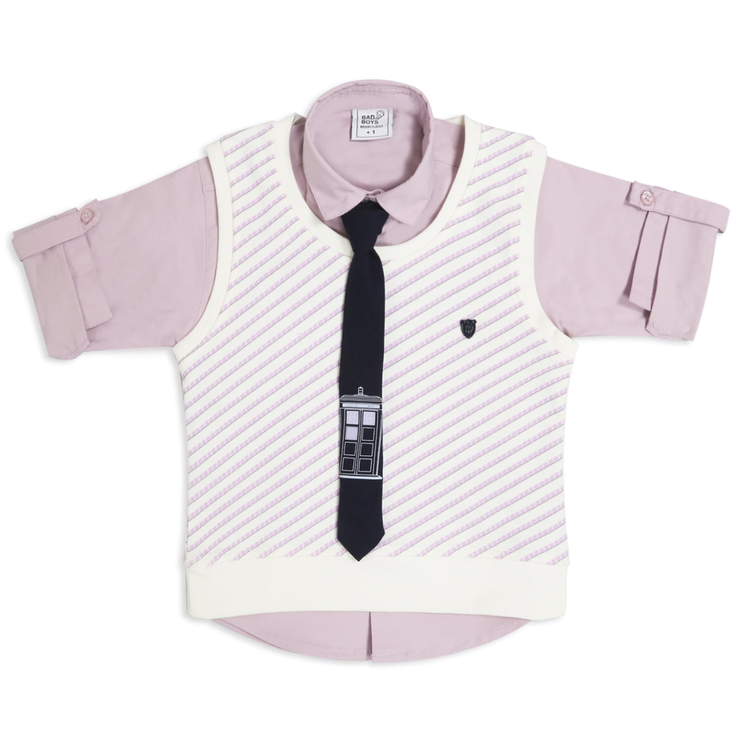 Stylish Shirt, Sleeveless Tee, Pants & Tie: Boys’ Party Charm
