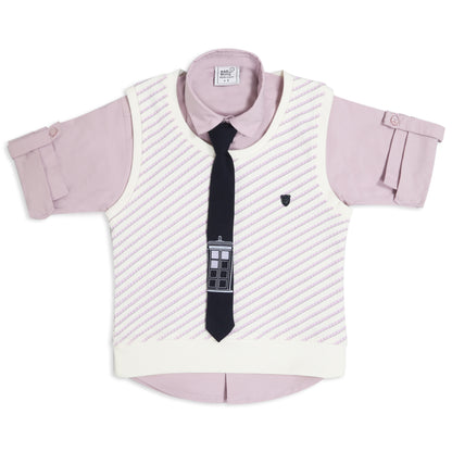 Stylish Shirt, Sleeveless Tee, Pants & Tie: Boys’ Party Charm