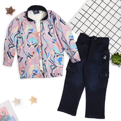 Trendy Printed Jacket, Fun Tee & Joggers: Boys’ Casual Essential