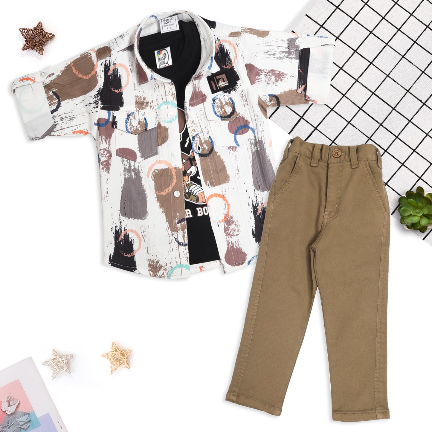 Trendy Printed Shirt, Fun Tee & Pants: Boys’ Casual Must-Have