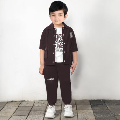 Trendy Jacket, Printed Tee & Joggers: Perfect Casual Outfit for Boys