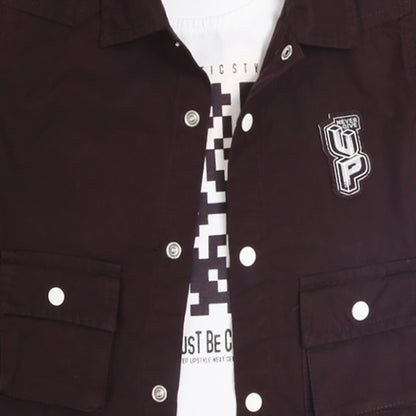 Trendy Jacket, Printed Tee & Joggers: Perfect Casual Outfit for Boys