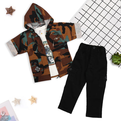 Trendy Printed Jacket, Fun Tee & Pants: Boys’ Casual Style
