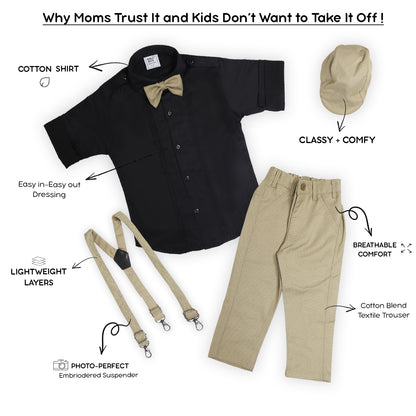 Dapper Shirt, Suspender, Bow, Cap & Pants: Perfect Wedding Outfit