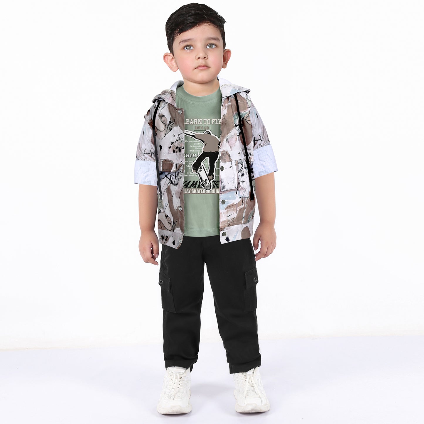 Cool Printed Hoodie Jacket, Fun Tee & Joggers: Boys’ Casual Star