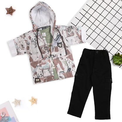 Cool Printed Hoodie Jacket, Fun Tee & Joggers: Boys’ Casual Star