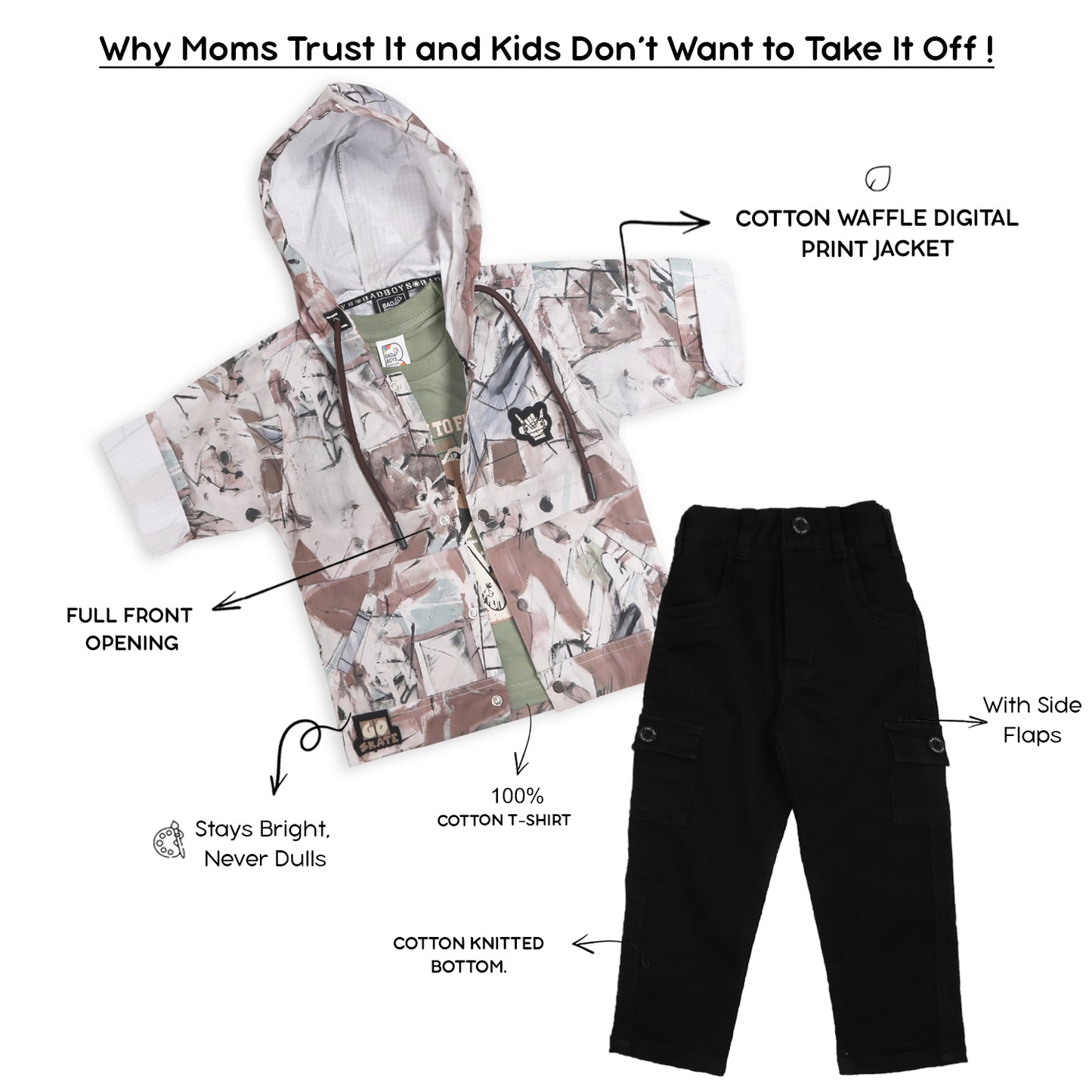 Cool Printed Hoodie Jacket, Fun Tee & Joggers: Boys’ Casual Star