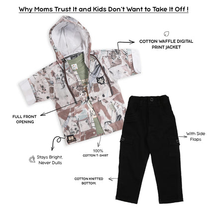 Cool Printed Hoodie Jacket, Fun Tee & Joggers: Boys’ Casual Star