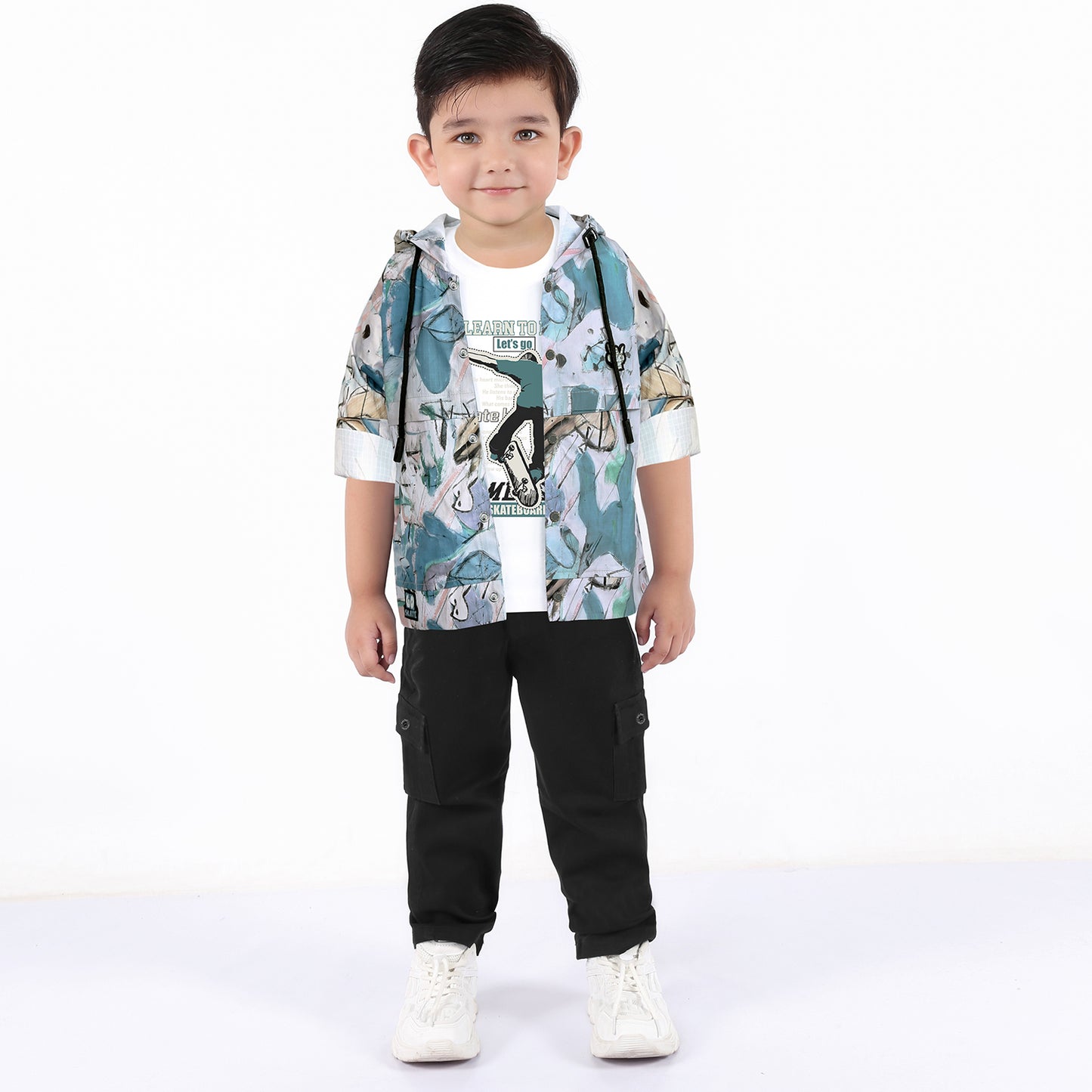 Cool Printed Hoodie Jacket, Fun Tee & Joggers: Boys’ Casual Star
