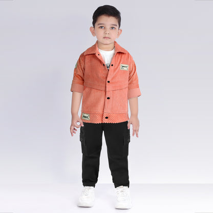 Trendy Jacket, Printed Tee & Joggers: Perfect Casual Outfit for Boys