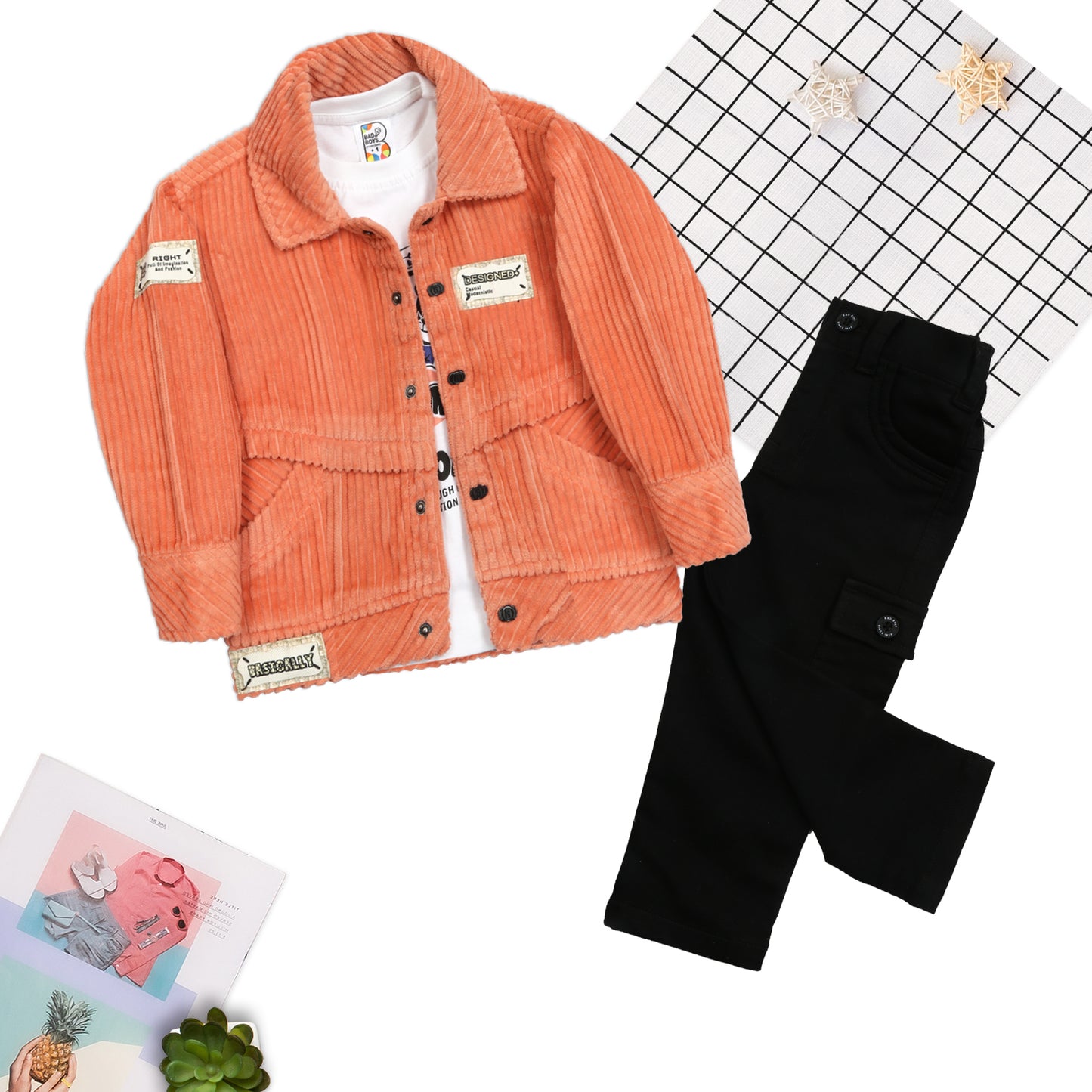 Trendy Jacket, Printed Tee & Joggers: Perfect Casual Outfit for Boys