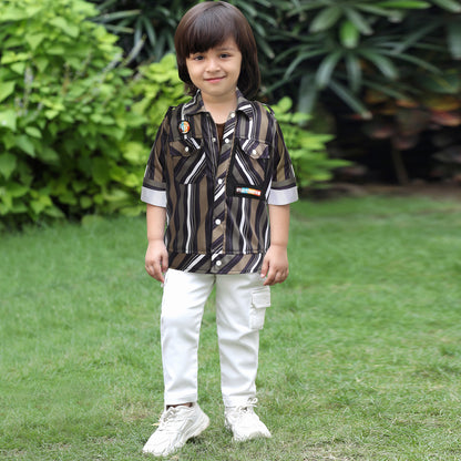 "Stripe Printed Shirt, Fun Inner Tee & Pants: Boys’ Casual Essential"