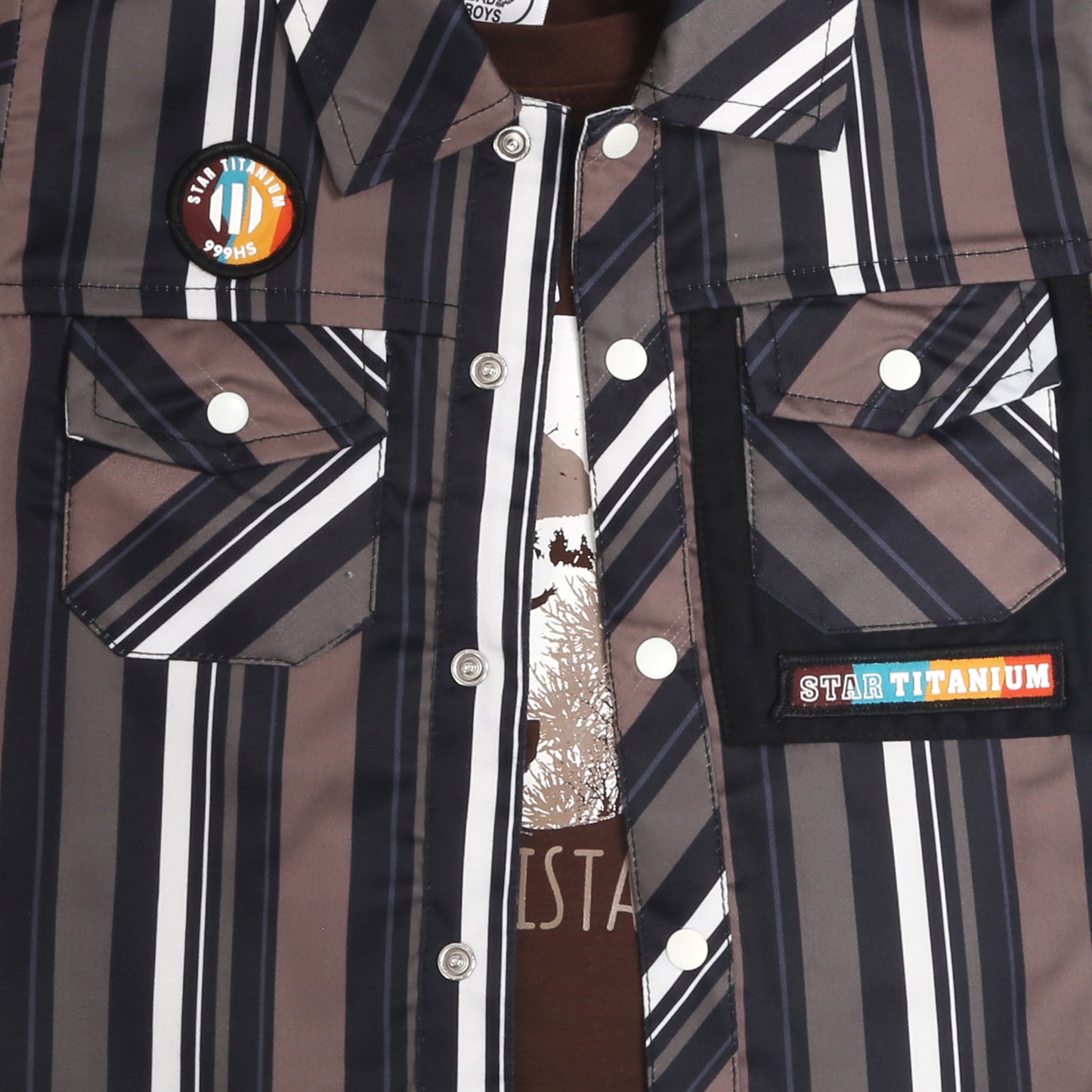 "Stripe Printed Shirt, Fun Inner Tee & Pants: Boys’ Casual Essential"