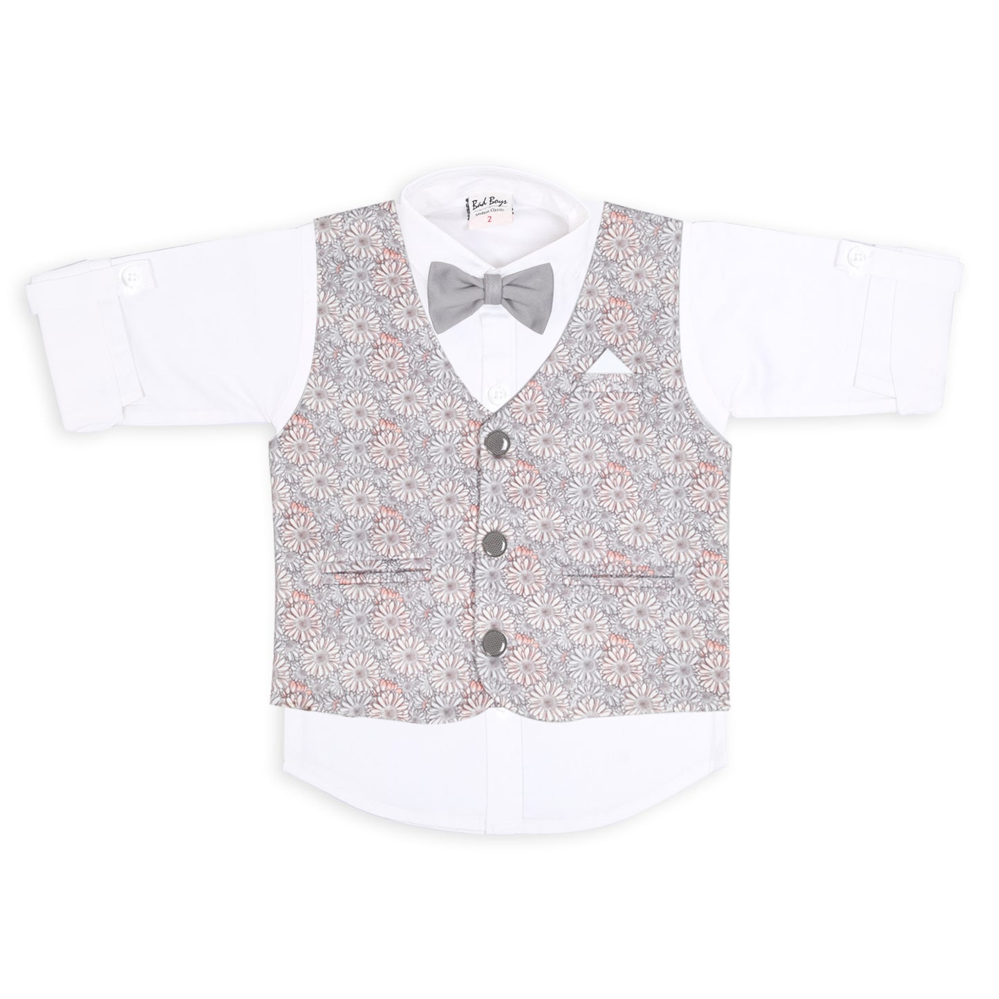 Little Party Star Outfit with Printed Waistcoat Bow Charm