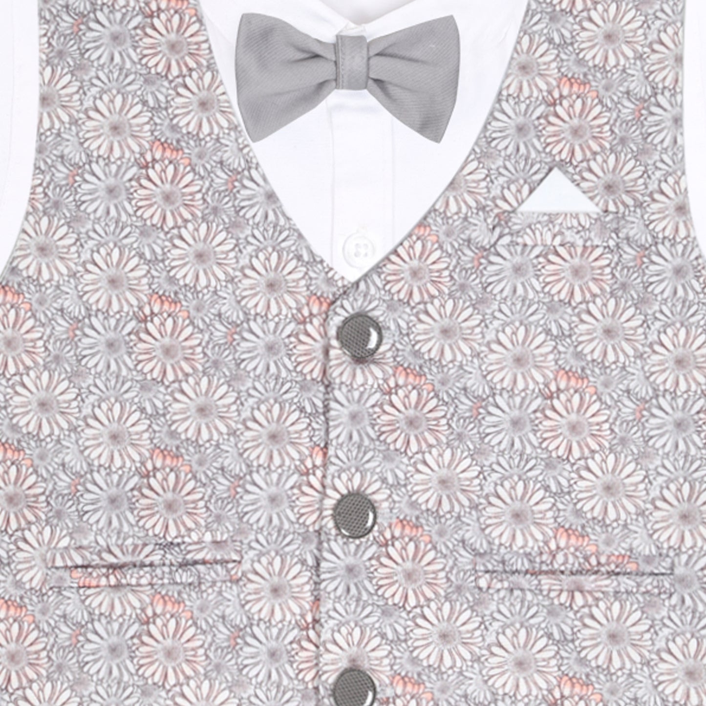 Little Party Star Outfit with Printed Waistcoat Bow Charm