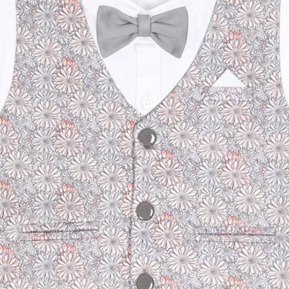 Little Party Star Outfit with Printed Waistcoat Bow Charm