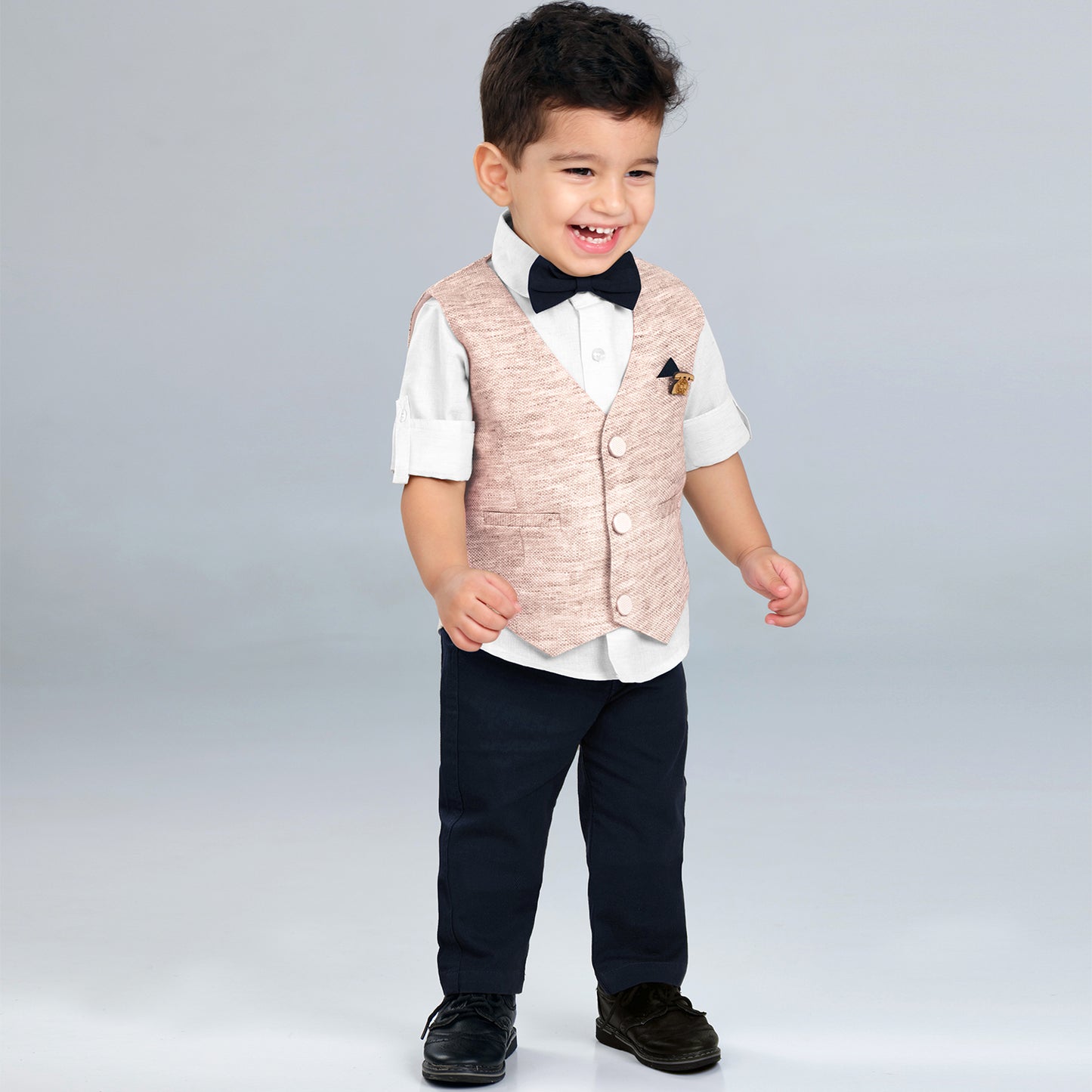 Mini Gentleman Party Outfit with Smart Waistcoat Bow Charm