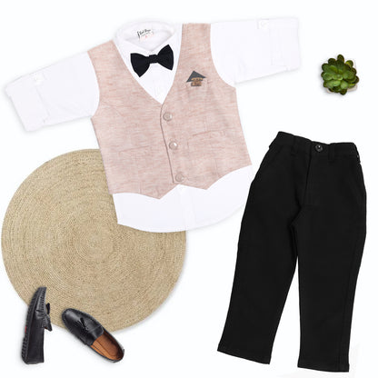 Mini Gentleman Party Outfit with Smart Waistcoat Bow Charm