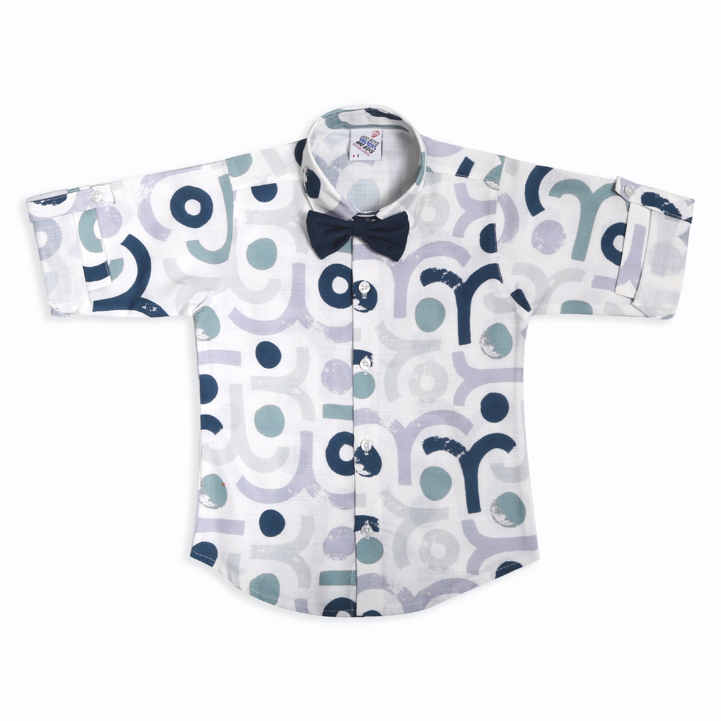 Little Gentleman Party Set with Printed Shirt Waistcoat Charm Bow