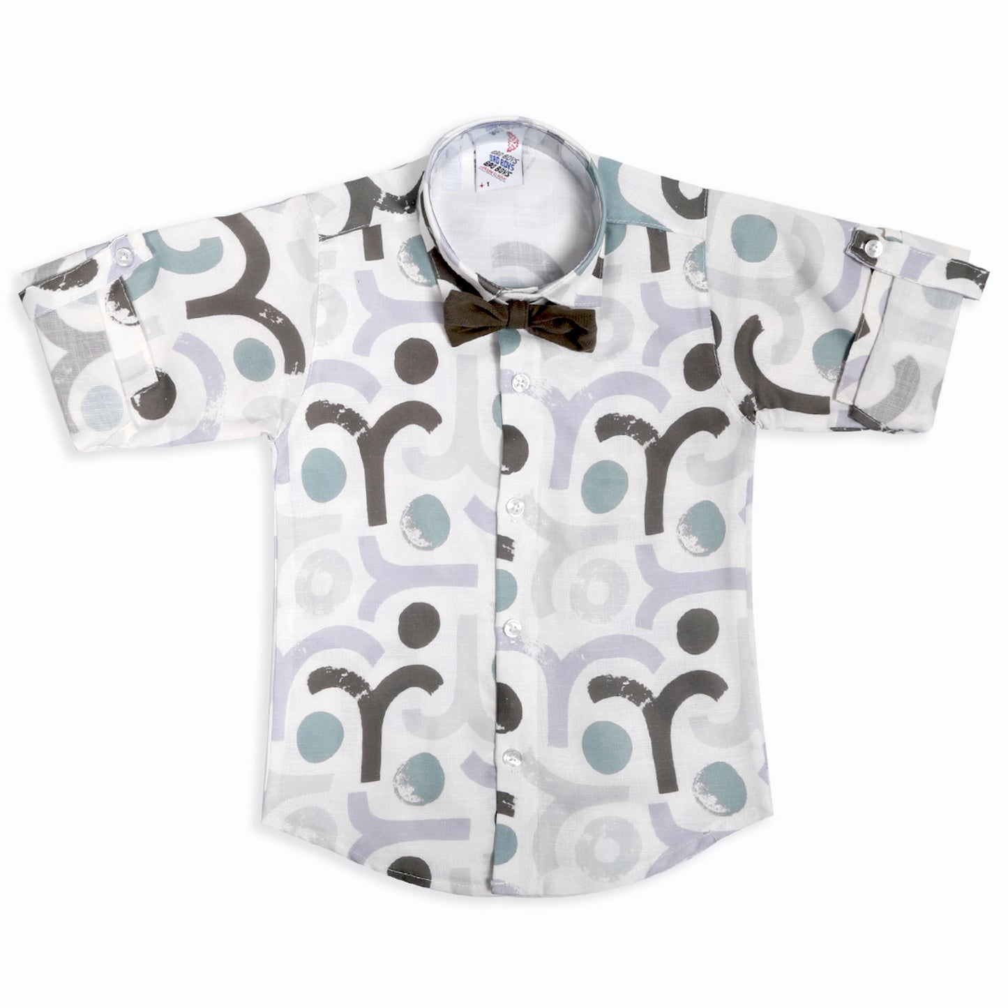 Little Gentleman Party Set with Printed Shirt Waistcoat Charm Bow