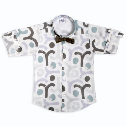 Little Gentleman Party Set with Printed Shirt Waistcoat Charm Bow
